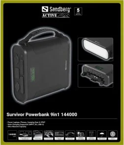 Фото: Батарея універсальна Sandberg Survivor 9in1 144000mAh 100W Black (421-37) № 7 | KTC