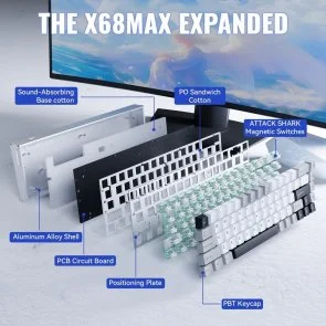 Фото: Клавіатура Attack Shark X68 Max HE ENG/UKR USB Starlight White (X68MAXSW_AS) № 6 | KTC