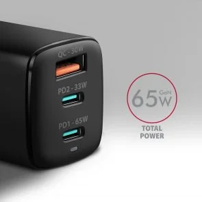 Фото: Зарядний пристрій Axagon ACU-DPQ65 PD QC3.0 GaN 65W Black № 3 | KTC
