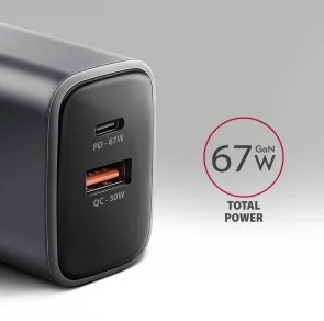 Фото: Зарядний пристрій Axagon ACU-PQ67 GaN 67W Gray № 3 | KTC