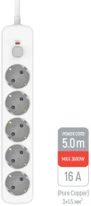Фото: Мережевий фільтр ColorWay CW-PSEA1655W 5/5m White № 6 | KTC