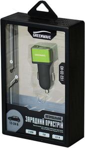 Автомобільний зарядний пристрій GREENWAVE CH-CC-231 2xUSB 3.1A чорний/зелений