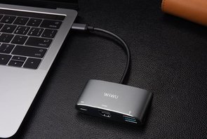 Перехідник WIWU Adapter C2H USB-C to USB-C+HDMI+USB3.0 HUB Grey