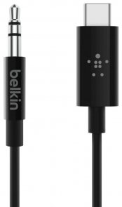 Перехiдник USB (Type-C) to Jack 3.5 mm/Power, Belkin RockStar, Black