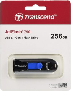 Флешка USB Transcend JetFlash 790 256GB Black/Blue (TS256GJF790K)