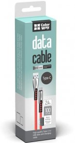 Кабель ColorWay Zinc Alloy AM / Type-C 1m Red (CW-CBUC012-RD)