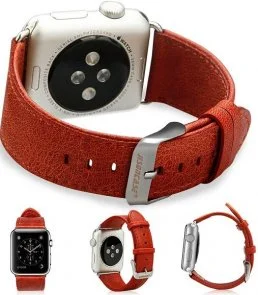 Фото: Ремінець JISON for Apple Watch 45/44/42mm - Leather Loop Band Dark red № 2 | KTC