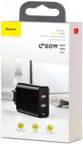 Зарядний пристрій Baseus PPS Three Output Quick Charger 60W Black (CCFS-G01)