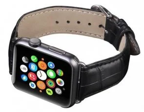 Фото: Ремінець HiC for Apple Watch 41/40/38mm - Crocodail Leather Loop Band Black № 2 | KTC
