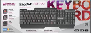 Клавіатура, Defender Search HB-790 USB, Black