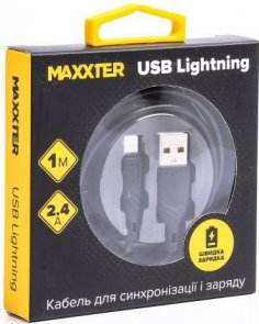 Кабель Maxxter AM / Lightning 1m Black (UB-L-USB-02-1m)