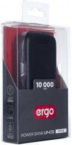 Батарея універсальна ERGO LP-C12 10000mAh Black (LP-С12)