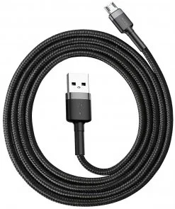 Фото: Кабель Baseus Cafule 2.4A AM / Micro USB 1m Grey/Black (CAMKLF-BG1) № 2 | KTC