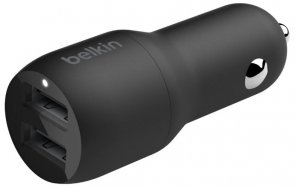 Зарядний пристрій Belkin BoostUP Charger 2xUSB 24W Black with Lightning 1m (CCD001BT1MBK)