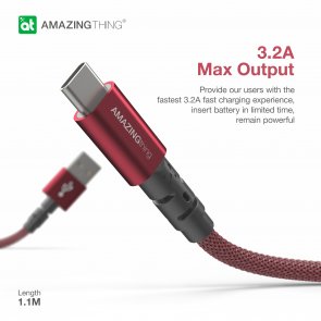 Кабель AMAZINGthing Antimicrobial Power Max Plus 3.2A AM / Type-C 1.1m Red (TCPSllMRD)
