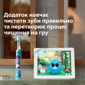 Фото: Електрична зубна щітка Philips Sonicare For Kids Bluetooth Blue (HX6322/04) № 10 | KTC