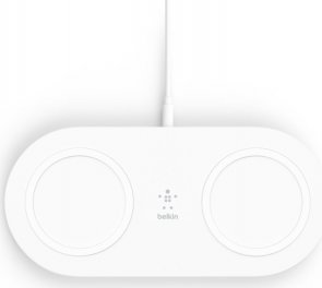 Зарядний пристрій Belkin Dual Pads Wireless Charging Qi 15W White (WIZ008VFWH)