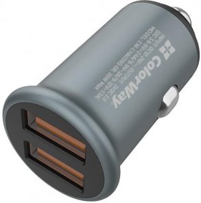  Зарядний пристрій ColorWay 2USB Quick Charge 3.0 Gray (CW-CHA036Q-GR)