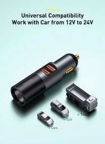 Зарядний пристрій Baseus Share Together Fast Charge with Cigarette Lighter Expansion (CCBT-C0G)