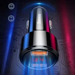 Фото: Автомобільний зарядний пристрій Baseus Magic Series Dual QC 45W 2xUSB Black (CCMLC20A-01) № 7 | KTC