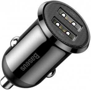 Зарядний пристрій Baseus Grain Pro Car Charger 4.8A Black (CCALLP-01)