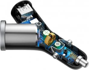 Фото: Автомобільний зарядний пристрій Baseus Y Type Car Charger with 2x USB and Extended Cigarette Lighter Port 3.4A Black (CCALL-YX01) № 5 | KTC