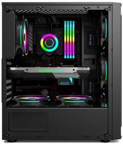 Корпус 1stPlayer RB-4-1G6-BK Black with window