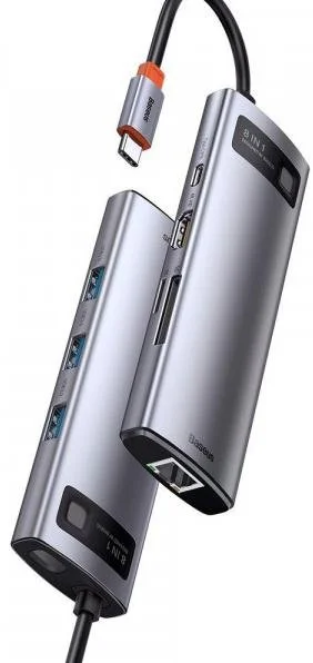 Фото: USB-хаб Baseus Metal Gleam Series 8in1 Gray (CAHUB-CV0G) № 3 | KTC