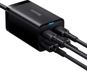 Зарядний пристрій Baseus GaN 3 Pro 2xUSB 2xType-C 65W Black with Type-C 100W cable (CCGP040101)