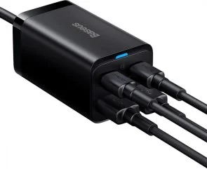 Фото: Зарядний пристрій Baseus GaN 3 Pro 2xUSB 2xType-C 65W Black with Type-C/Type-C 100W (CCGP040101) № 2 | KTC