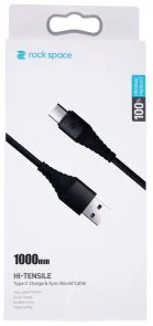 Фото: Кабель Rock Space Hi-Tensile 3A AM / Type-C 1m Black (RCB0558) № 2 | KTC