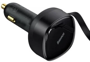 Фото: Автомобільний зарядний пристрій Baseus Enjoyment Retractable 2in1 30W Black (CGTX000001) № 3 | KTC