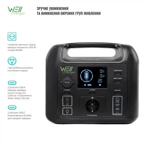 Зарядна станція WellCharger D500 500W 518Wh