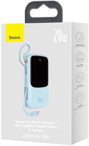 Батарея універсальна Baseus Qpow Pro 10000mAh QC20W with Lightning cable Blue (PPQD020003)