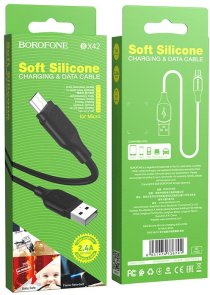  Кабель BOROFONE BX42 2.4A AM / Micro USB 1m Black (BX42MB)