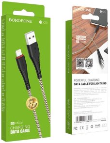 Кабель BOROFONE BX25 2.4A AM / Lightning 1m Black (BX25LB)