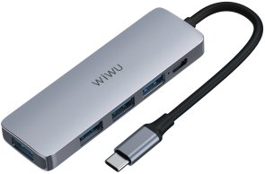 USB-хаб WIWU Adapter Alpha 541BC 5in1 Gray