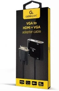 Фото: Перехідник Cablexpert 60Hz VGA / HDMI/VGA/Audio Black (A-VGA-HDMI-02) № 5 | KTC
