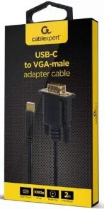 Фото: Перехідник Cablexpert 60Hz Type-C / VGA Black 2m (A-CM-VGAM-01) № 2 | KTC