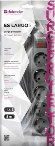 Фото: Мережевий фільтр Defender ES largo 5/5m Black (99499) № 4 | KTC