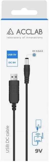 Фото: Кабель живлення ACCLAB USB / DC 5.5x2.5mm 9V 1A Black (1283126565113) № 2 | KTC
