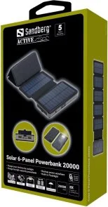 Фото: Батарея універсальна Sandberg Solar 6-Panel Powerbank 20000mAh 20W (420-73) № 4 | KTC