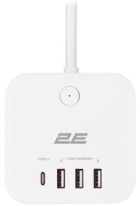 Мережевий фільтр 2E ADC331WH 3/1.5m 4xUSB White (2E-ADC331WH)