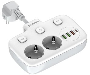 Мережевий фільтр ColorWay CW-CHE24PDW 3xUSB 1xType-C 2/2.5 White