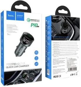 Фото: Автомобільний зарядний пристрій Hoco Z42 Light Road 20W Metal Gray (6931474742551) № 6 | KTC