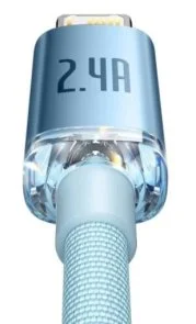 Фото: Кабель Baseus Crystal Shine Series 2.4A AM / Lightning 2m Sky Blue (CAJY001203) № 4 | KTC