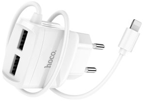 Зарядний пристрій Hoco C59A Mega Joy White with AM/Lightning (6931474707949)