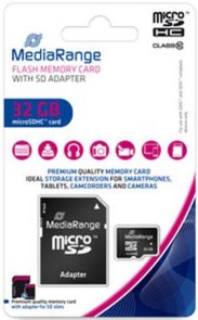 FLASH пам'ять MediaRange Micro SDHC 32GB with adapter (MR959)