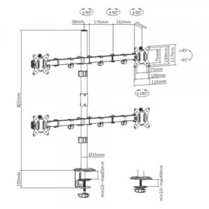 Кронштейн BRATECK LDT66-C048 Black