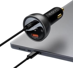 Автомобільний зарядний пристрій Baseus Digital Display PD3.1 Dual Fast Charger Car Charger Set Obsidian Black With Type-C/Type-C (CGZX070001)